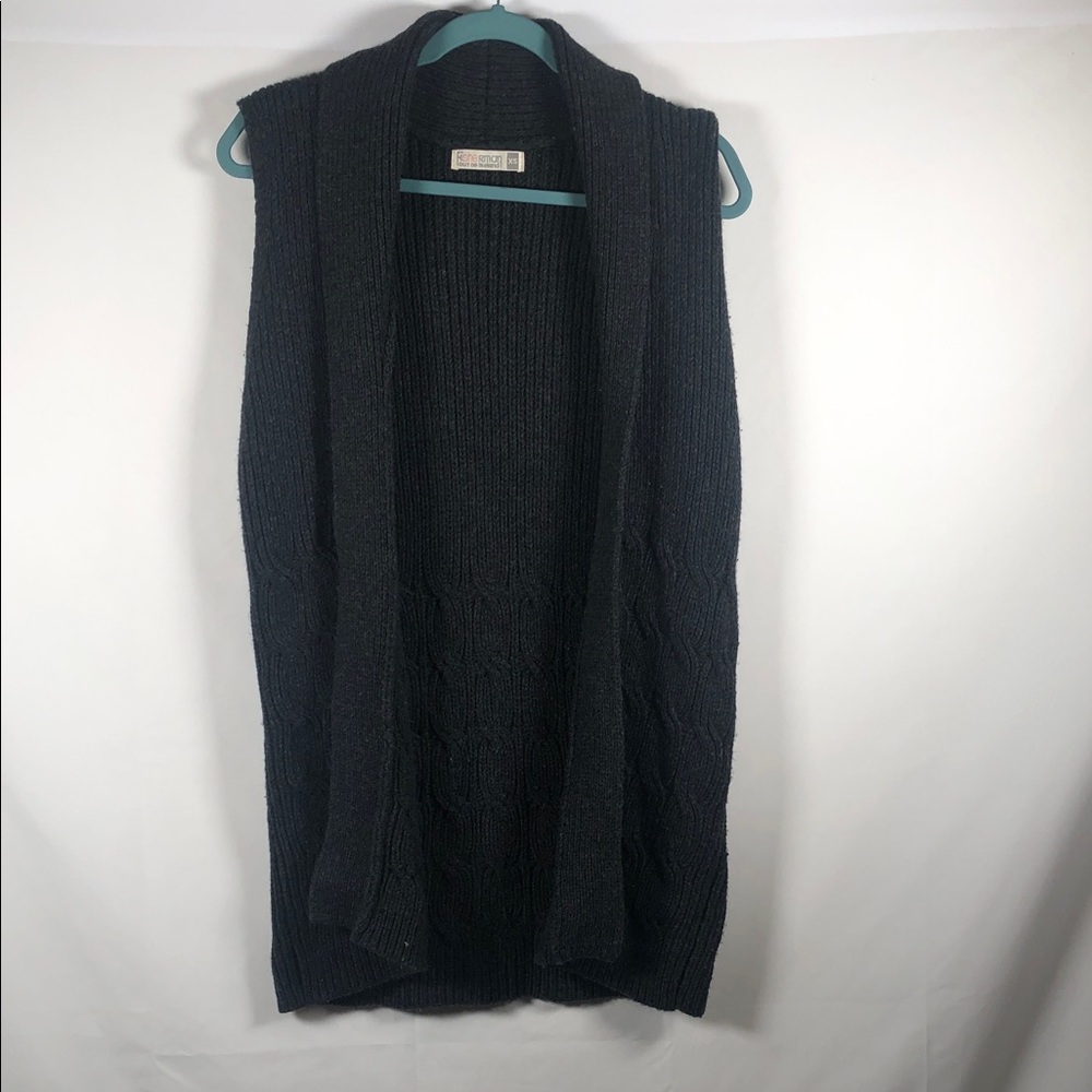 Sleeveless Open-Front Cable Knit Merino Alpaca Wool Cardigan Vest Euro